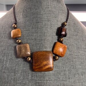 Multi-Tone Handmade Wooden Bead Necklace